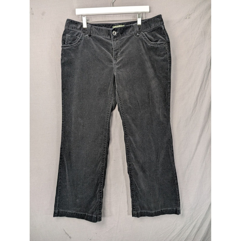 Eddie Bauer Womens 16P Corduroy Pants Black‎ Straight Leg Stretch Petite 77C/00